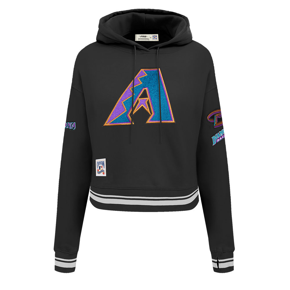 MLB ARIZONA DIAMONDBACKS RETRO CLASSIC CHANDAIL À CAPUCHON COURT CÔTELÉ POUR FEMME (NOIR)