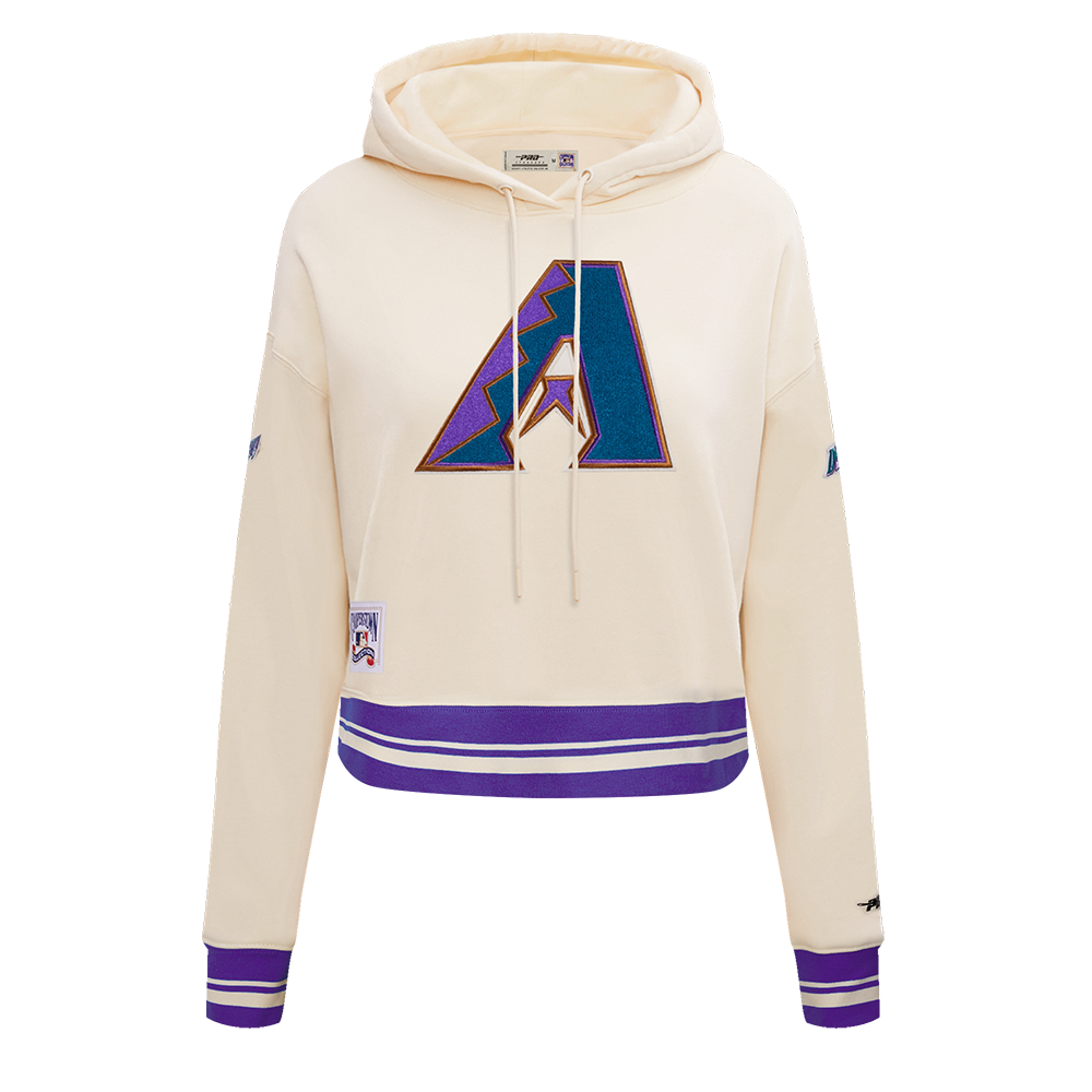 MLB ARIZONA DIAMONDBACKS RETRO CLASSIC CHANDAIL À CAPUCHON COURT CÔTELÉ POUR FEMME (COQUILLE D'ŒUF/VIOLET)