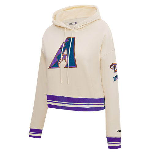 MLB ARIZONA DIAMONDBACKS RETRO CLASSIC CHANDAIL À CAPUCHON COURT CÔTELÉ POUR FEMME (COQUILLE D'ŒUF/VIOLET)