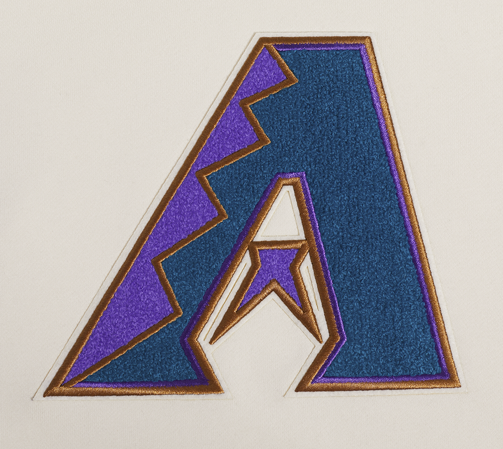 MLB ARIZONA DIAMONDBACKS RETRO CLASSIC WOMEN'S RIB CROPPED PULLOVER HOODIE (EGGSHELL/ PURPLE)