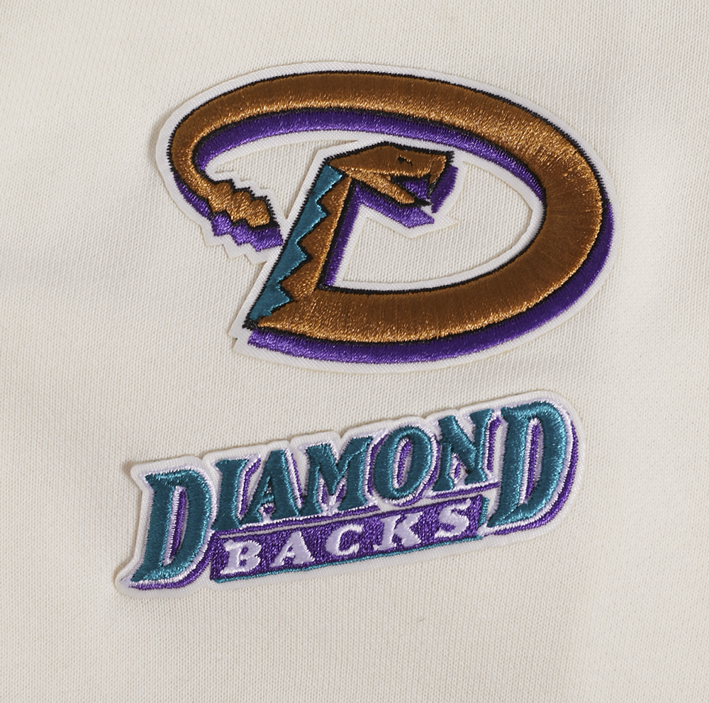 MLB ARIZONA DIAMONDBACKS RETRO CLASSIC WOMEN'S RIB CROPPED PULLOVER HOODIE (EGGSHELL/ PURPLE)