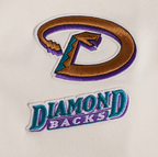 MLB ARIZONA DIAMONDBACKS RETRO CLASSIC WOMEN'S RIB CROPPED PULLOVER HOODIE (EGGSHELL/ PURPLE)