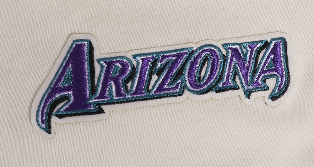 MLB ARIZONA DIAMONDBACKS RETRO CLASSIC WOMEN'S RIB CROPPED PULLOVER HOODIE (EGGSHELL/ PURPLE)