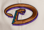 MLB ARIZONA DIAMONDBACKS RETRO CLASSIC WOMEN'S RIB CROPPED PULLOVER HOODIE (EGGSHELL/ PURPLE)