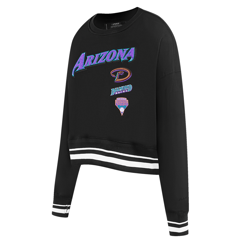 MLB ARIZONA DIAMONDBACKS RETRO CLASSIC WOMEN'S RIB CREWNECK (BLACK)
