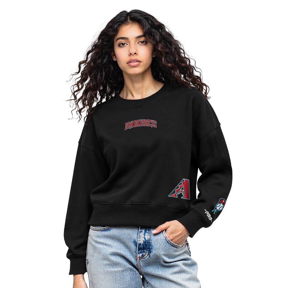 MLB ARIZONA DIAMONDBACKS WINGSPAN WOMEN'S FLC CREWNECK (BLACK)