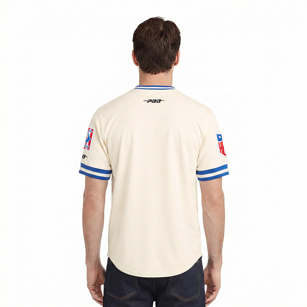 MLB BROOKLYN DODGERS RETRO CLASSICS HAUT EN MAILLE DOUBLE POUR HOMME (COQUILLE D'ŒUF/BLEU ROYAL)