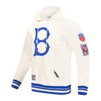 MLB BROOKLYN DODGERS RETRO CLASSICS MEN'S RIB FLC PO HOODIE (EGGSHELL/ROYAL BLUE)