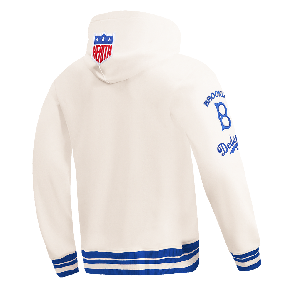MLB BROOKLYN DODGERS RETRO CLASSICS MEN'S RIB FLC PO HOODIE (EGGSHELL/ROYAL BLUE)