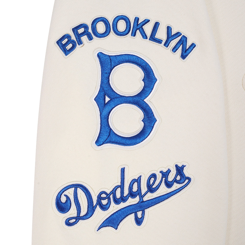 MLB BROOKLYN DODGERS RETRO CLASSICS MEN'S RIB FLC PO HOODIE (EGGSHELL/ROYAL BLUE)