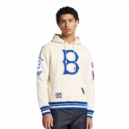 MLB BROOKLYN DODGERS RETRO CLASSICS MEN'S RIB FLC PO HOODIE (EGGSHELL/ROYAL BLUE)