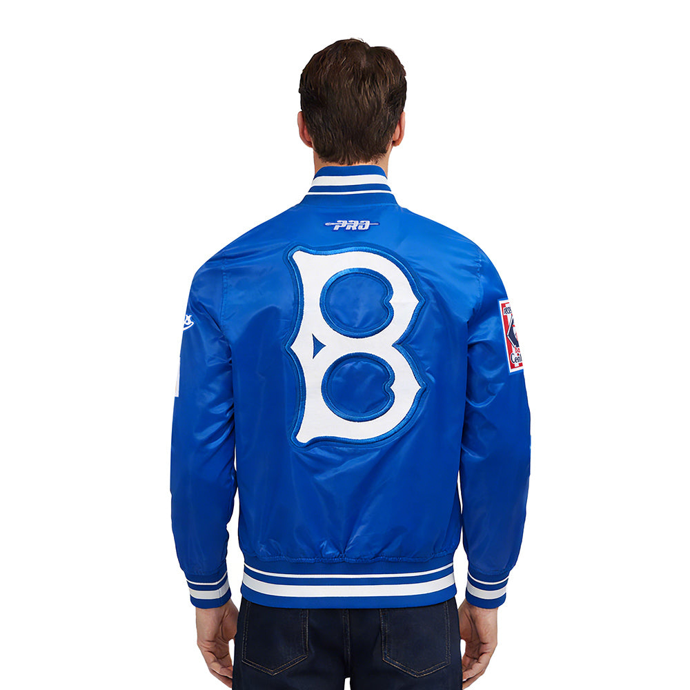 MLB BROOKLYN DODGERS RETRO CLASSICS MEN'S PRO SATIN YD RIB JACKET (ROYAL BLUE)