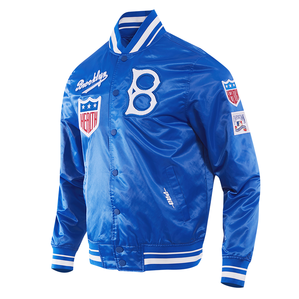 MLB BROOKLYN DODGERS RETRO CLASSIC MEN'S RIB SATIN JACKET (ROYAL BLUE)