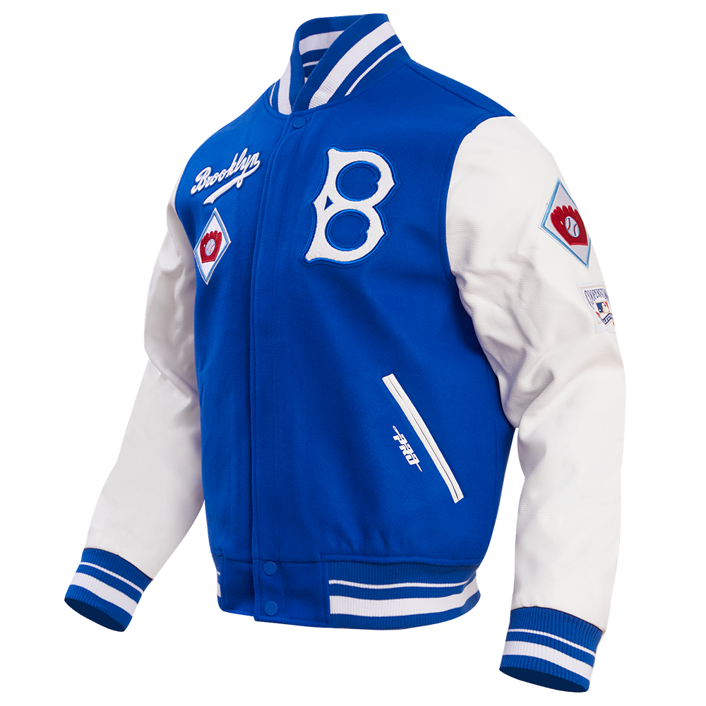 MLB BROOKLYN DODGERS RETRO CLASSIC MEN'S RIB WOOL VARSITY JACKET (ROYAL BLUE/WHITE)