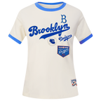 MLB BROOKLYN DODGERS RETRO CASCADE HAUT À BORDURES CONTRASTANTES POUR FEMME (COQUILLE D'ŒUF/BLEU ROYAL)