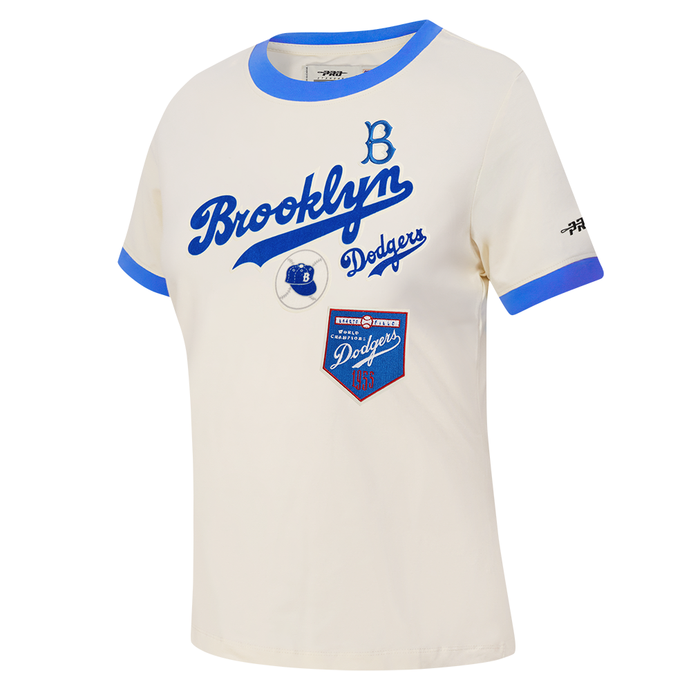 MLB BROOKLYN DODGERS RETRO CASCADE HAUT À BORDURES CONTRASTANTES POUR FEMME (COQUILLE D'ŒUF/BLEU ROYAL)