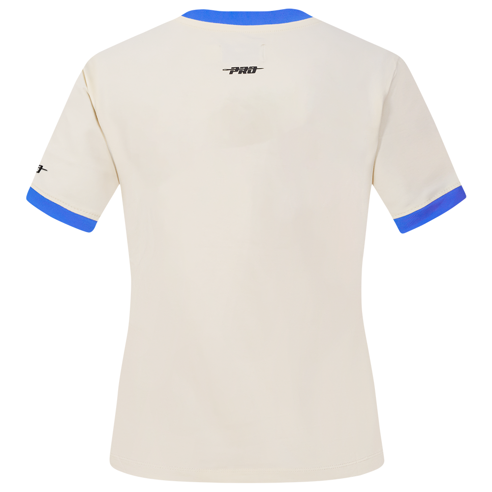 MLB BROOKLYN DODGERS RETRO CASCADE HAUT À BORDURES CONTRASTANTES POUR FEMME (COQUILLE D'ŒUF/BLEU ROYAL)