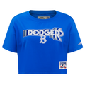MLB BROOKLYN DODGERS RETRO ELEVATION WOMEN'S SINGLE JERSEY BOXY TOP (ROYAL BLUE)