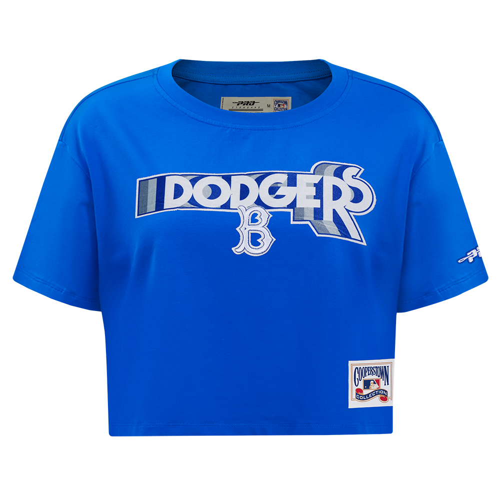MLB BROOKLYN DODGERS RETRO ELEVATION WOMEN'S SINGLE JERSEY BOXY TOP (ROYAL BLUE)