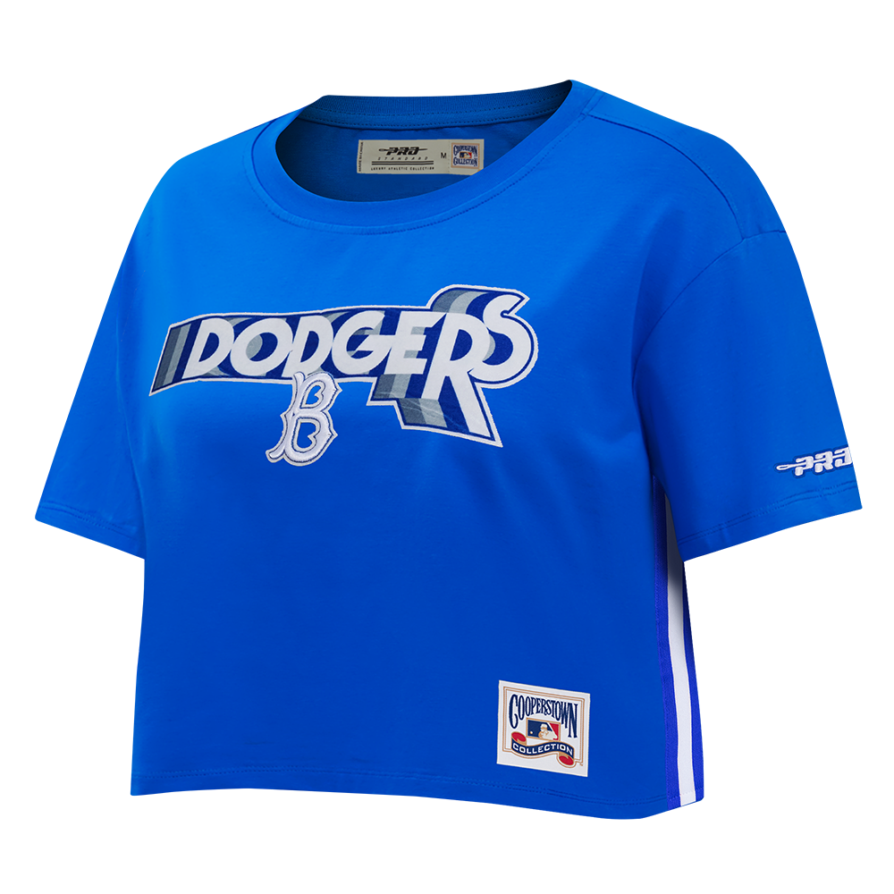 MLB BROOKLYN DODGERS RETRO ELEVATION WOMEN'S SINGLE JERSEY BOXY TOP (ROYAL BLUE)