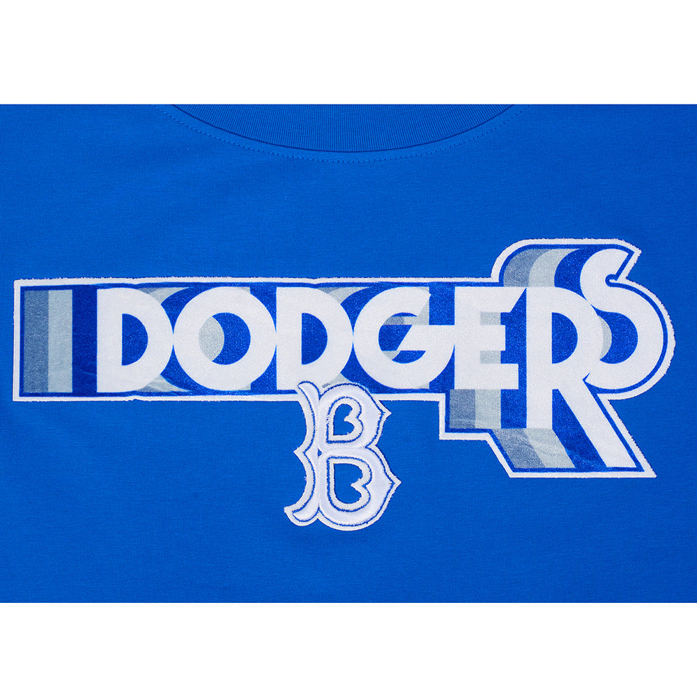 MLB BROOKLYN DODGERS RETRO ELEVATION WOMEN'S SINGLE JERSEY BOXY TOP (ROYAL BLUE)