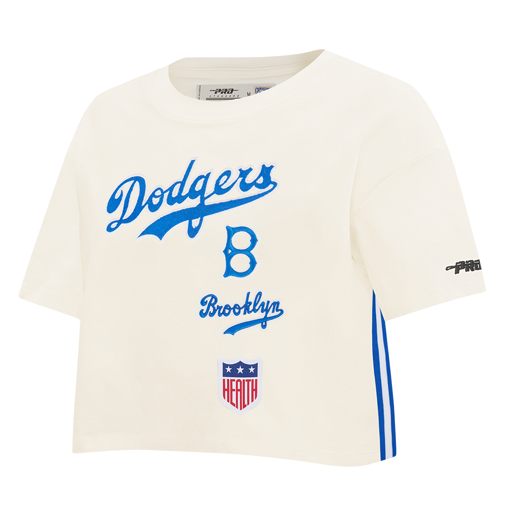 MLB BROOKLYN DODGERS RETRO CLASSIC HAUT EN JERSEY SIMPLE À COUPE CARRÉE POUR FEMME (COQUILLE D'ŒUF)