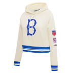MLB BROOKLYN DODGERS RETRO CLASSIC CHANDAIL À CAPUCHON COURT EN MOLLETON CÔTELÉ POUR FEMME (COQUILLE D'ŒUF/BLEU ROYAL)