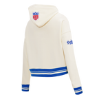 MLB BROOKLYN DODGERS RETRO CLASSIC CHANDAIL À CAPUCHON COURT EN MOLLETON CÔTELÉ POUR FEMME (COQUILLE D'ŒUF/BLEU ROYAL)