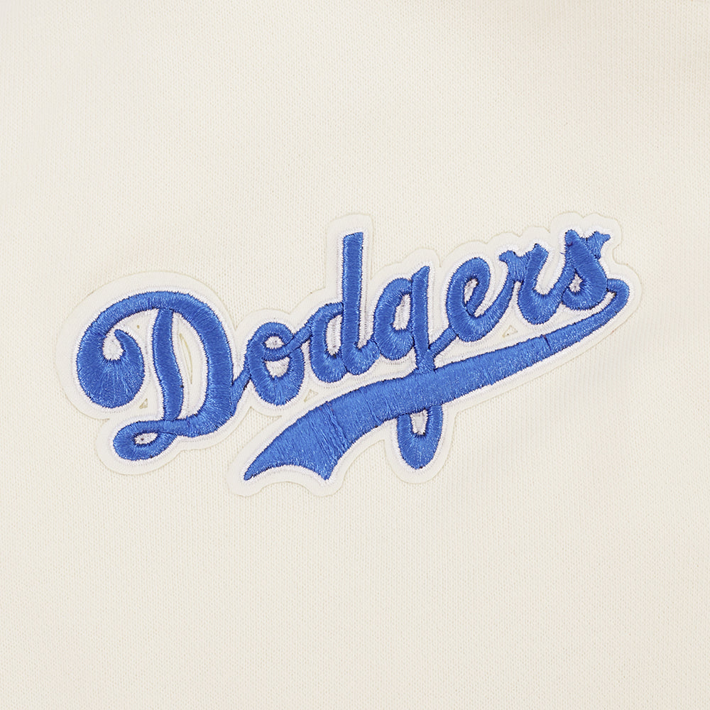 MLB BROOKLYN DODGERS RETRO CLASSIC CHANDAIL À CAPUCHON COURT EN MOLLETON CÔTELÉ POUR FEMME (COQUILLE D'ŒUF/BLEU ROYAL)
