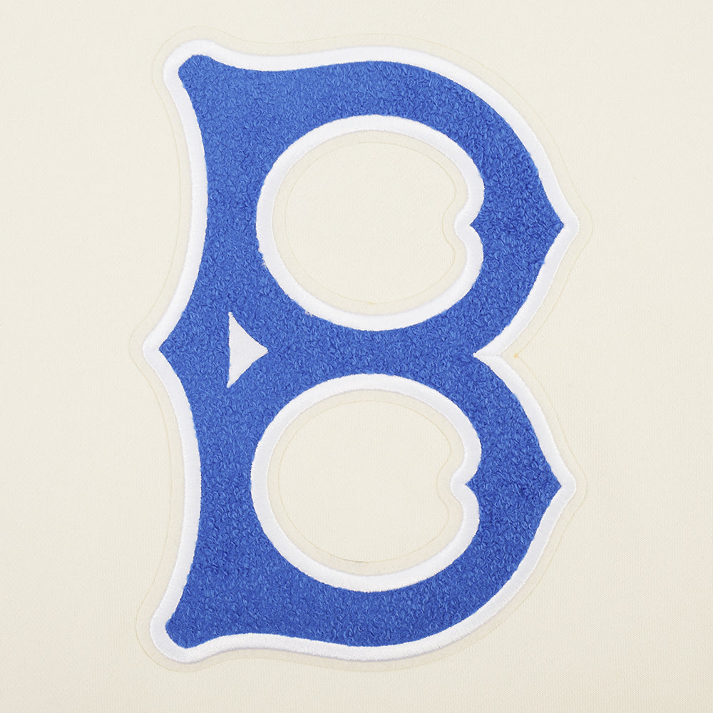 MLB BROOKLYN DODGERS RETRO CLASSIC CHANDAIL À CAPUCHON COURT EN MOLLETON CÔTELÉ POUR FEMME (COQUILLE D'ŒUF/BLEU ROYAL)
