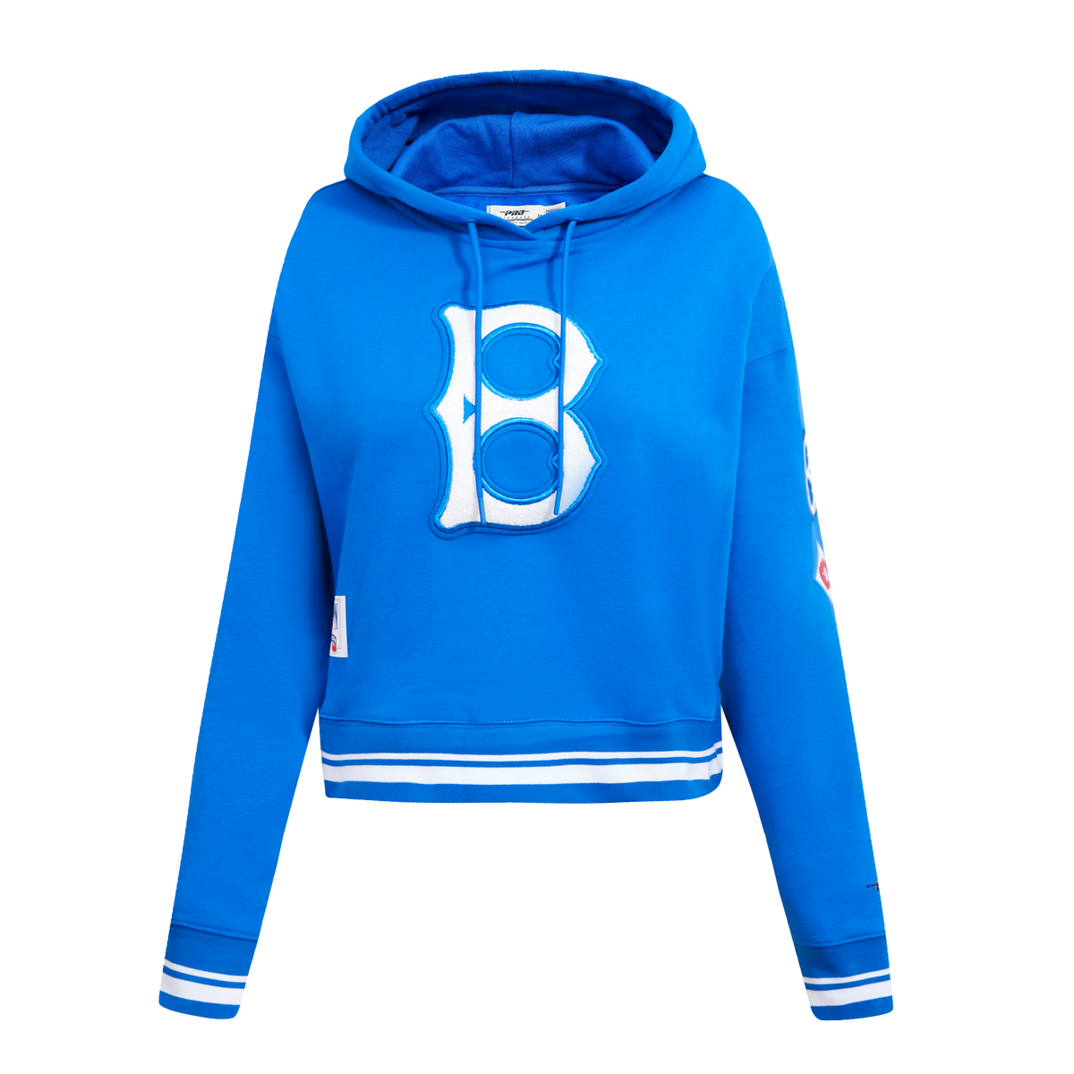 MLB BROOKLYN DODGERS RETRO CLASSIC WOMEN'S CROPPED PULLOVER HOODIE (ROYAL BLUE)