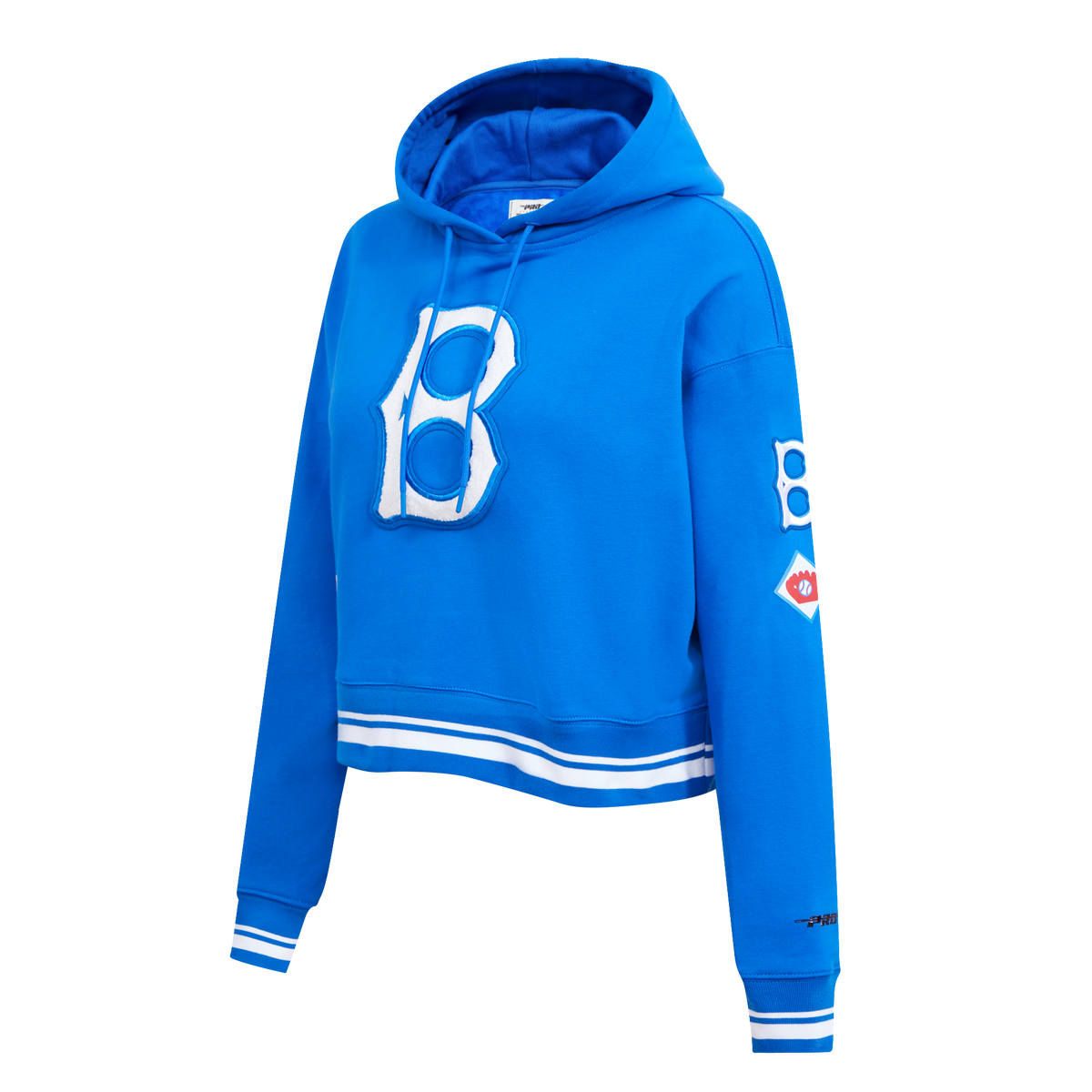 MLB BROOKLYN DODGERS RETRO CLASSIC WOMEN'S CROPPED PULLOVER HOODIE (ROYAL BLUE)