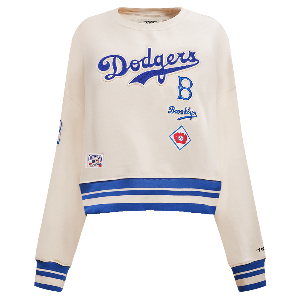 MLB BROOKLYN DODGERS RETRO CLASSIC CHANDAIL À COL ROND POUR FEMME (COQUILLE D'ŒUF/BLEU ROYAL)