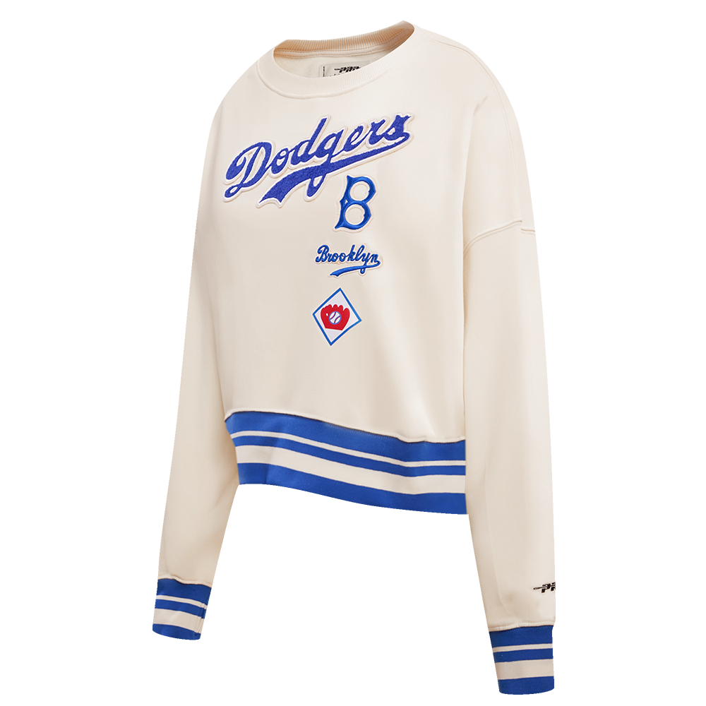 MLB BROOKLYN DODGERS RETRO CLASSIC WOMEN'S CREWNECK (EGGSHELL/ ROYAL BLUE)