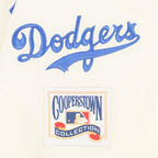 MLB BROOKLYN DODGERS RETRO CLASSIC BLOUSON EN SATIN À BORDS CÔTELÉS POUR FEMME (COQUILLE D'ŒUF/BLEU ROYAL)