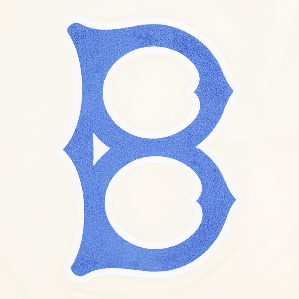 MLB BROOKLYN DODGERS RETRO CLASSIC BLOUSON EN SATIN À BORDS CÔTELÉS POUR FEMME (COQUILLE D'ŒUF/BLEU ROYAL)