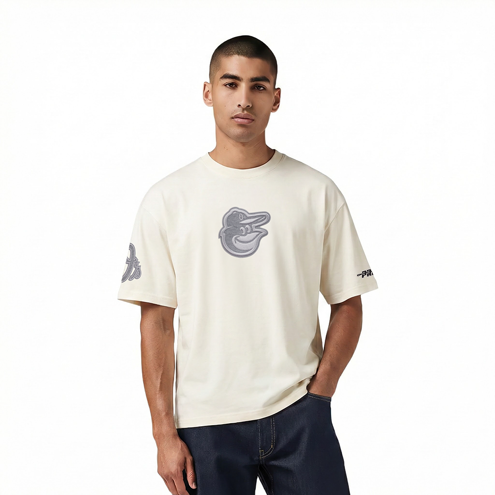 MLB BALTIMORE ORIOLES REVERSE FRENCH TERRY MEN'S CJ DROP SHOULDERTOP (EGGSHELL)