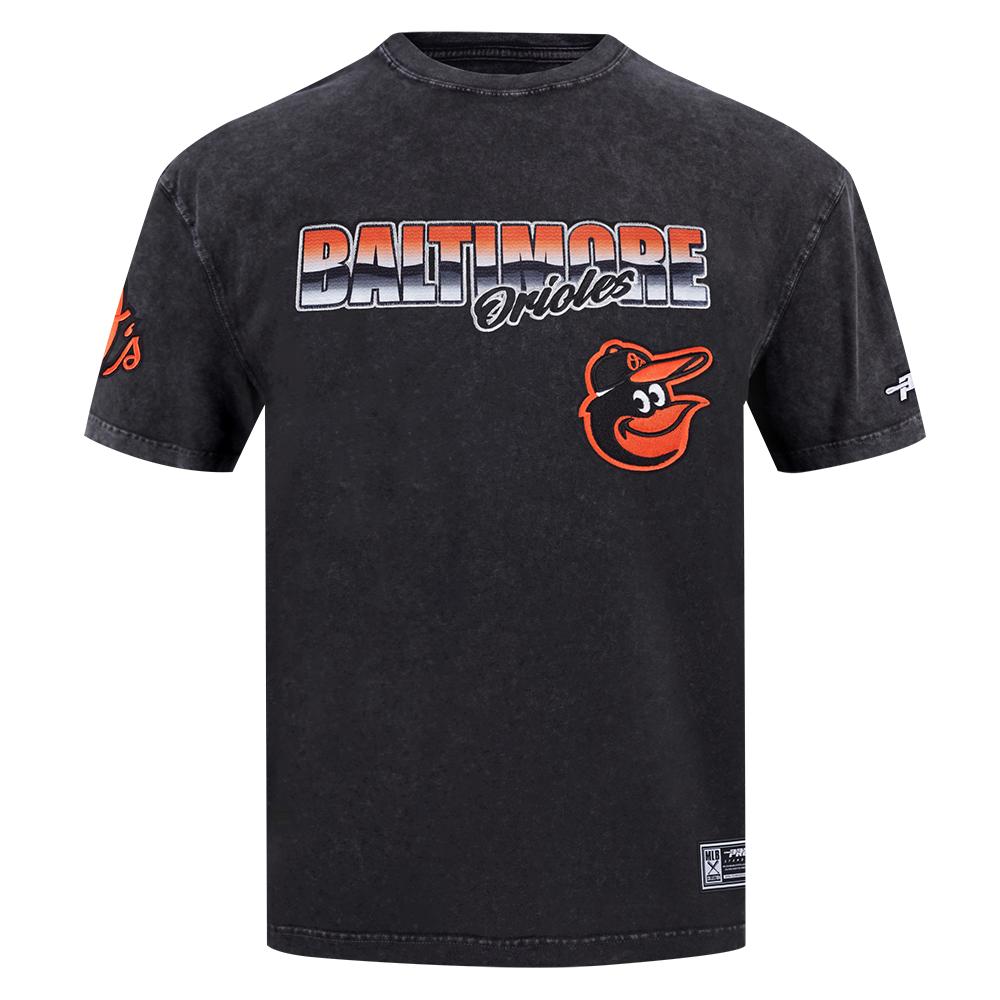 MLB BALTIMORE ORIOLES HAUT CHROME EN JERSEY DE COTON À ÉPAULES TOMBANTES POUR HOMME (NOIR DÉLAVÉ)