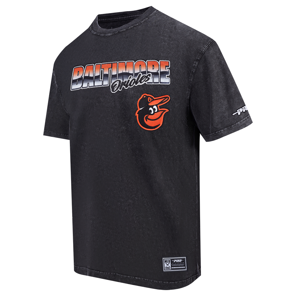 MLB BALTIMORE ORIOLES HAUT CHROME EN JERSEY DE COTON À ÉPAULES TOMBANTES POUR HOMME (NOIR DÉLAVÉ)