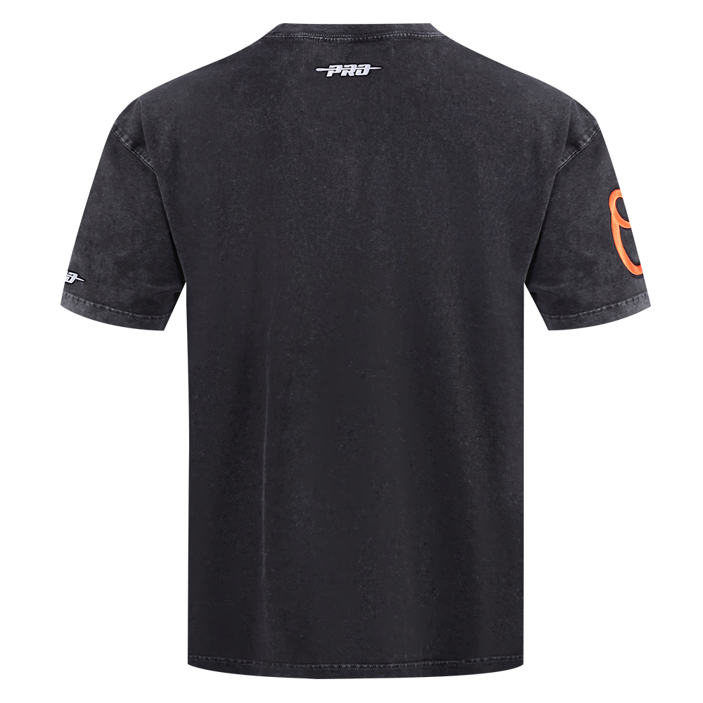 MLB BALTIMORE ORIOLES HAUT CHROME EN JERSEY DE COTON À ÉPAULES TOMBANTES POUR HOMME (NOIR DÉLAVÉ)