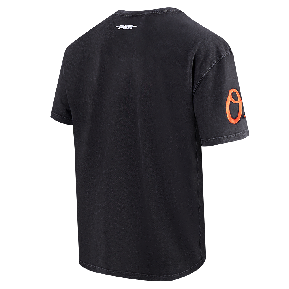 MLB BALTIMORE ORIOLES HAUT CHROME EN JERSEY DE COTON À ÉPAULES TOMBANTES POUR HOMME (NOIR DÉLAVÉ)