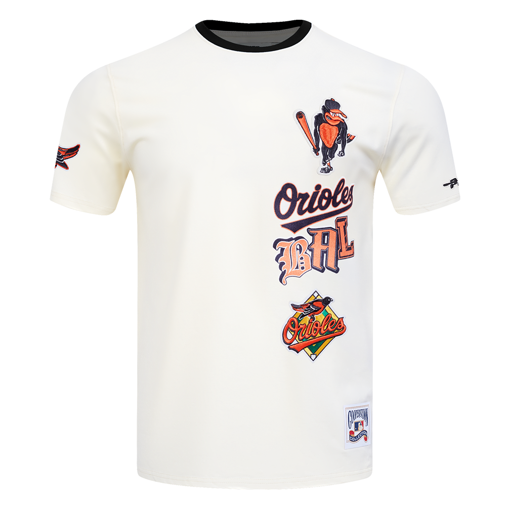 MLB BALTIMORE ORIOLES RETRO CASCADE MEN'S RINGER TOP (EGGSHELL/ BLACK)