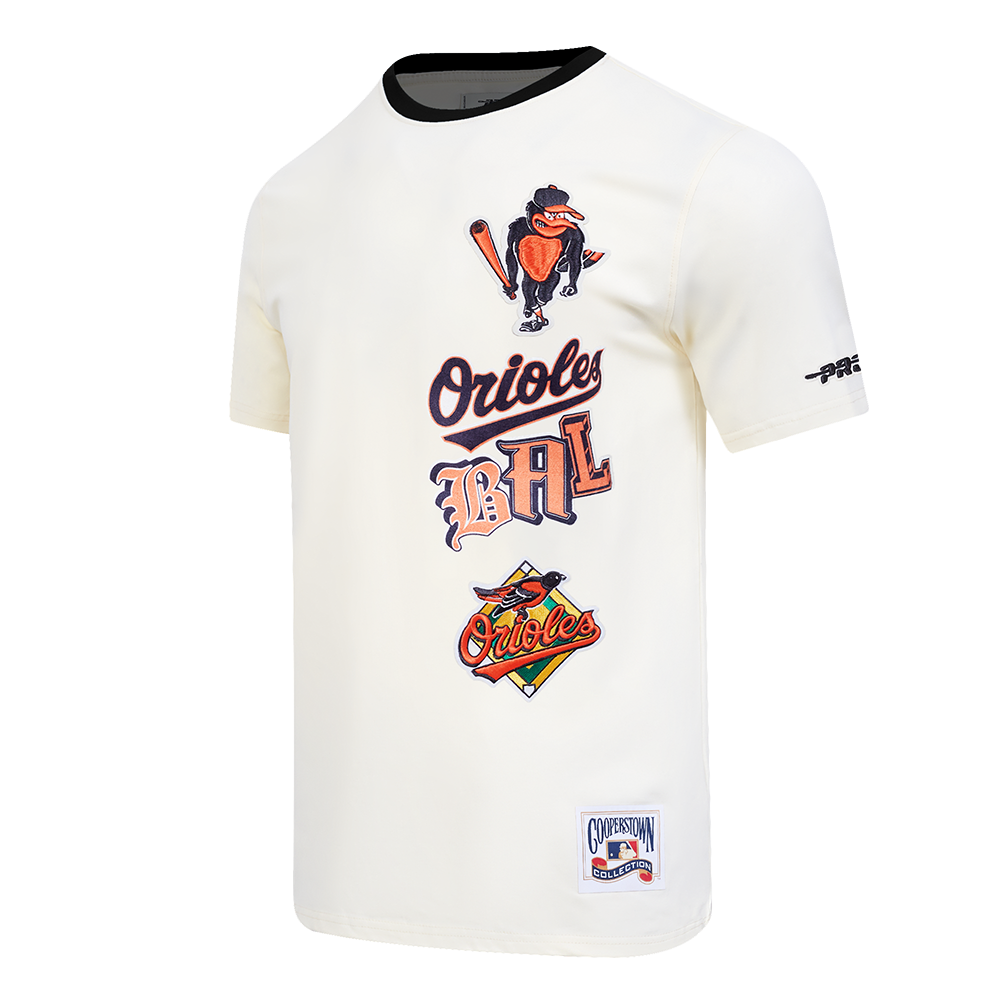 MLB BALTIMORE ORIOLES RETRO CASCADE MEN'S RINGER TOP (EGGSHELL/ BLACK)