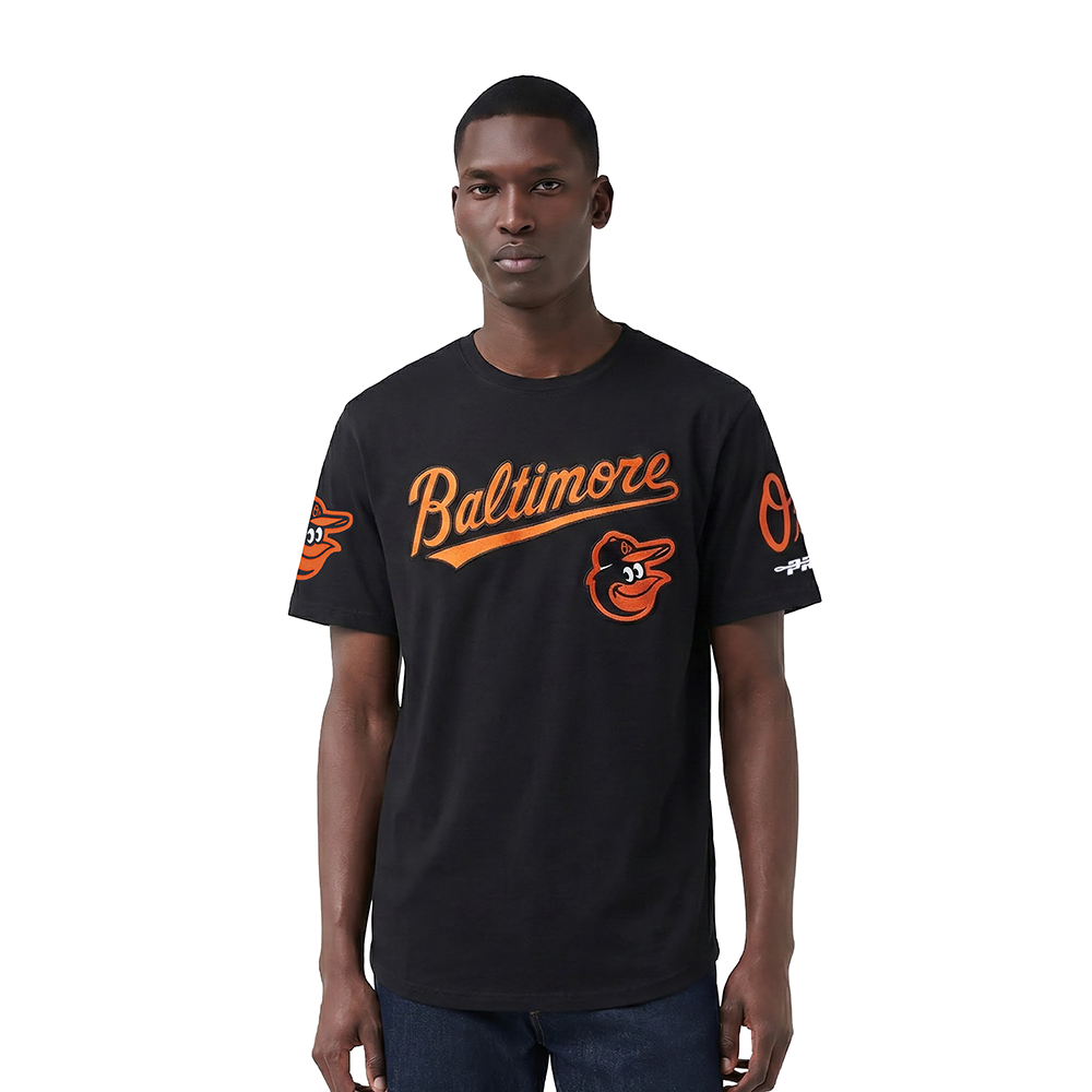 MLB BALTIMORE ORIOLES CLASSIC CHENILLE HAUT EN JERSEY SIMPLE POUR HOMME (NOIR)