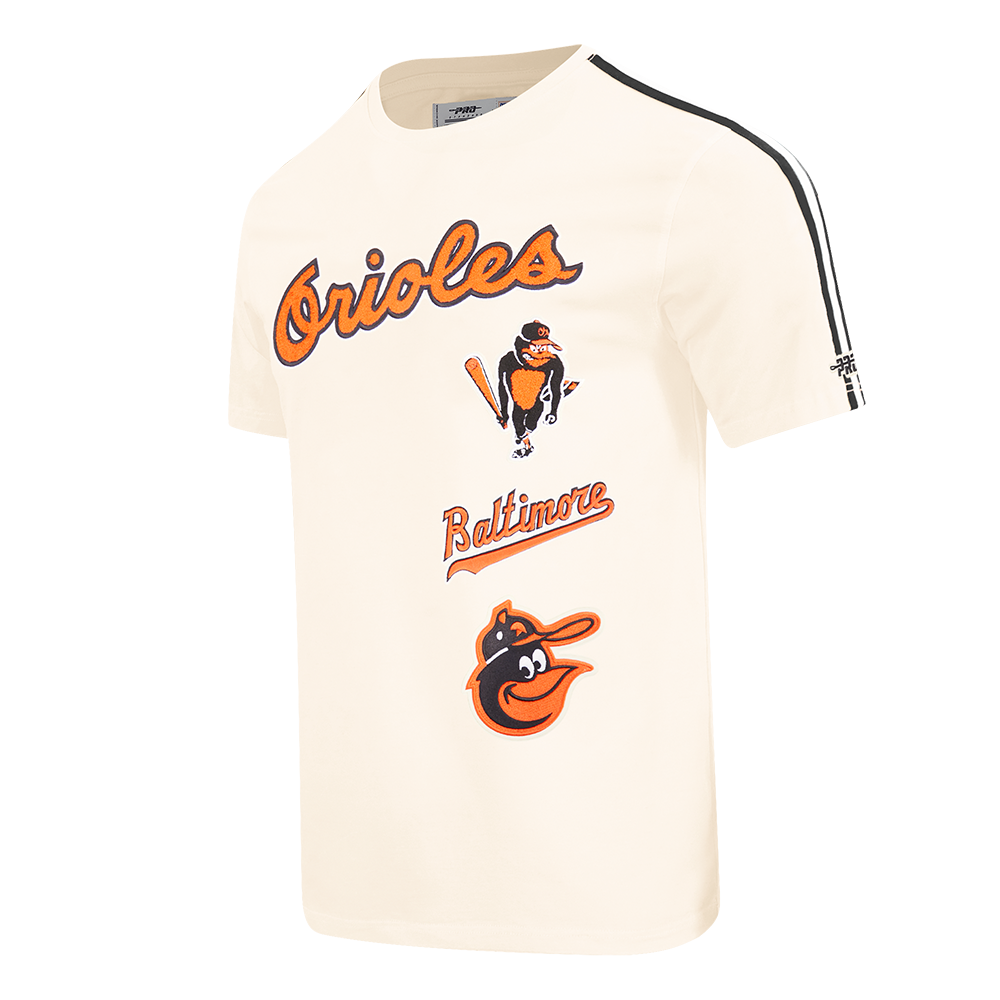 MLB BALTIMORE ORIOLES RETRO CLASSICS HAUT EN JERSEY SIMPLE À BANDES POUR HOMME (COQUILLE D'ŒUF/NOIR)