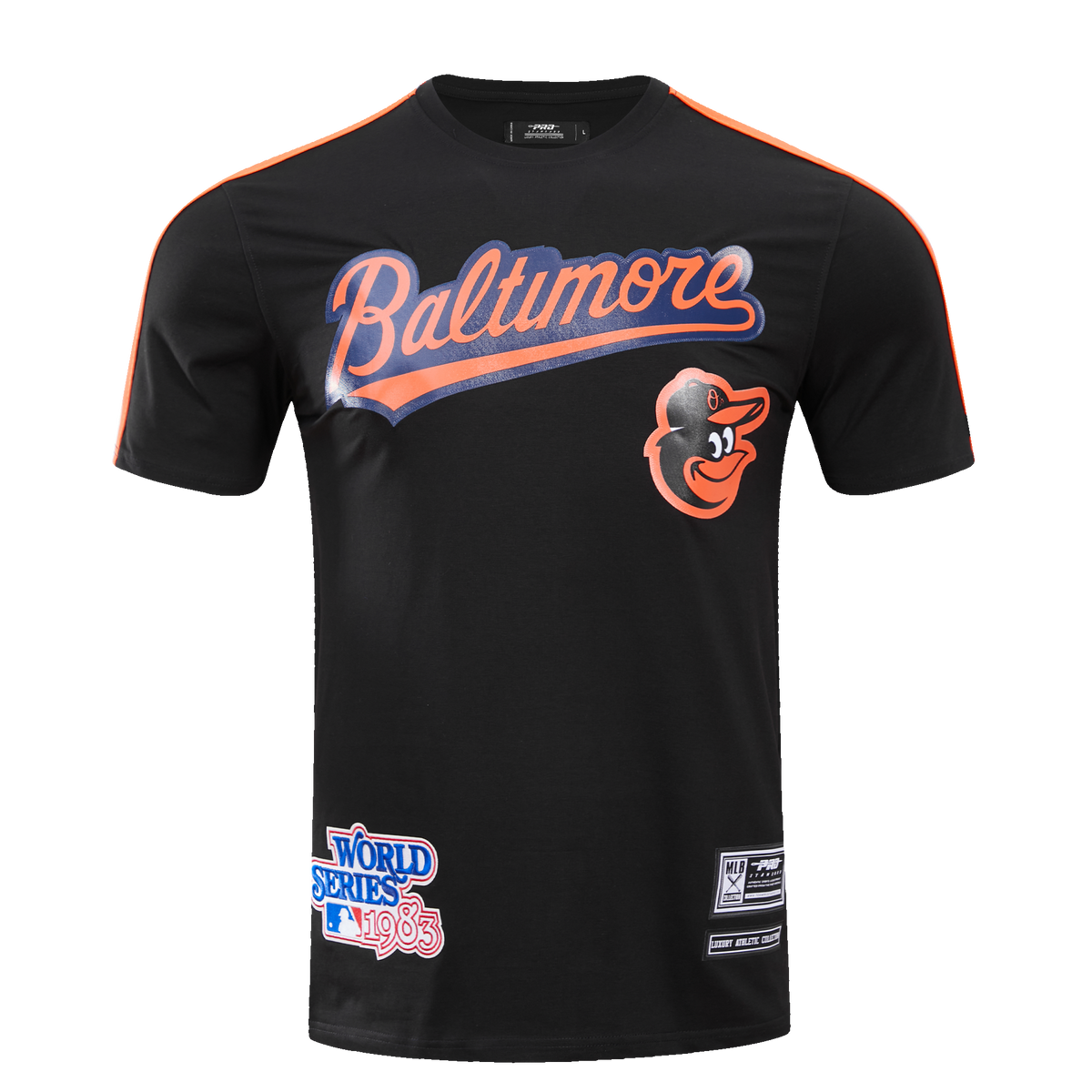 MLB BALTIMORE ORIOLES HAUT PRO TEAM À BANDES ET À LOGO POUR HOMME (NOIR)