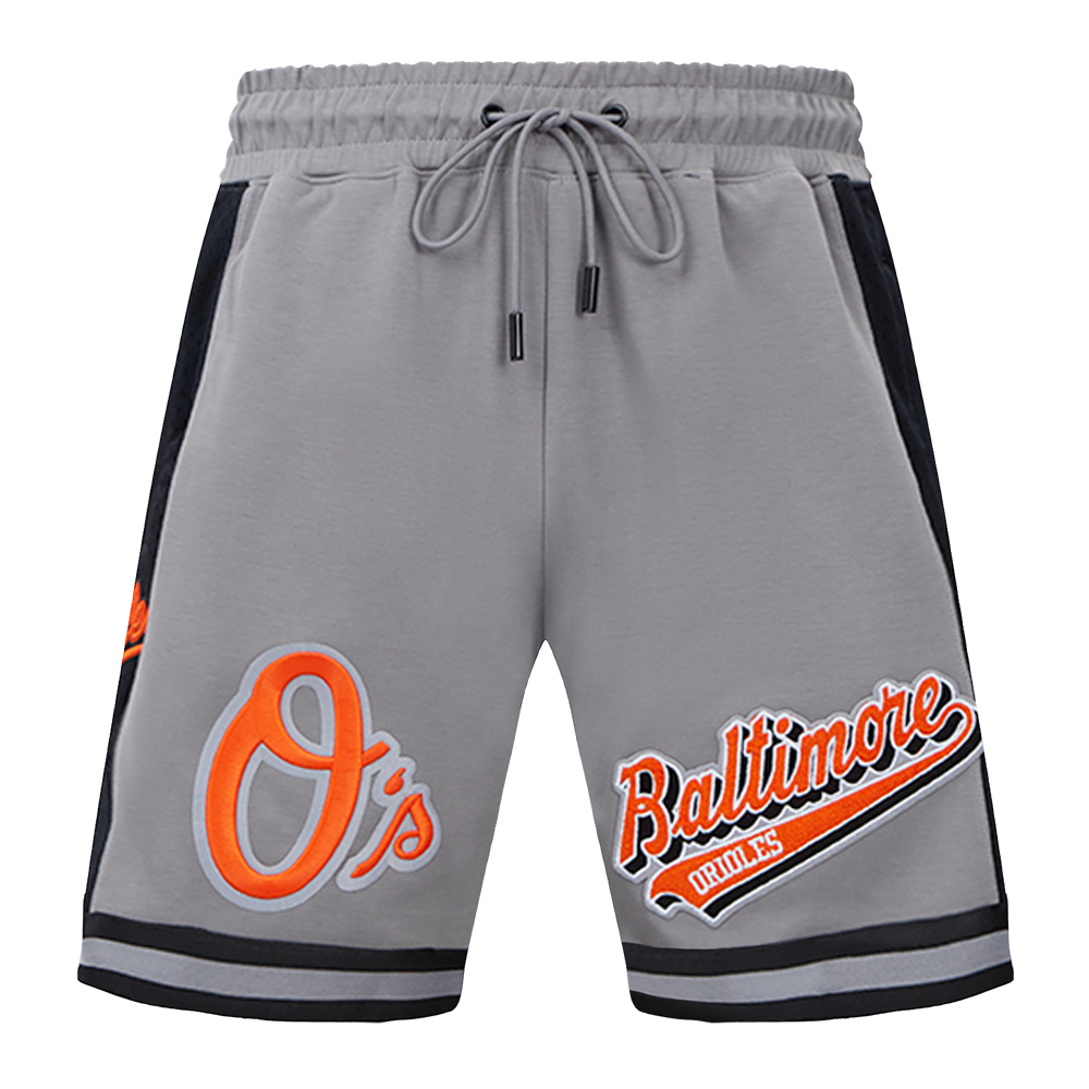 MLB BALTIMORE ORIOLES SCRIPT TAIL SHORT EN MAILLE DOUBLE 2.0 POUR HOMME (GRIS/NOIR)