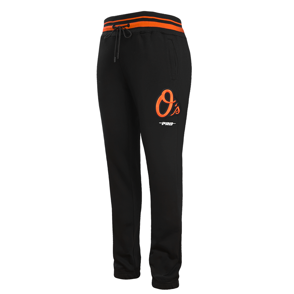MLB BALTIMORE ORIOLES SCRIPT TAIL MEN'S RIB FLC SWEATPANT (BLACK/ORANGE)