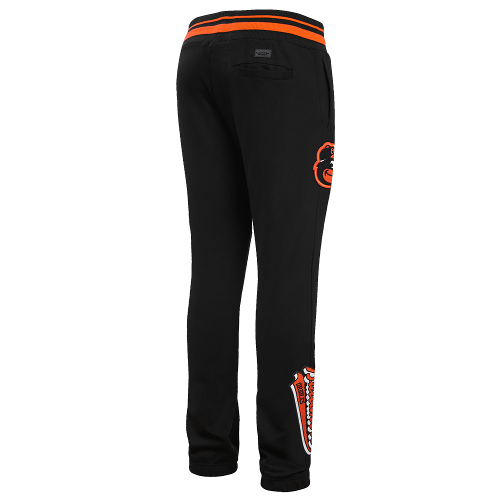MLB BALTIMORE ORIOLES SCRIPT TAIL MEN'S RIB FLC SWEATPANT (BLACK/ORANGE)