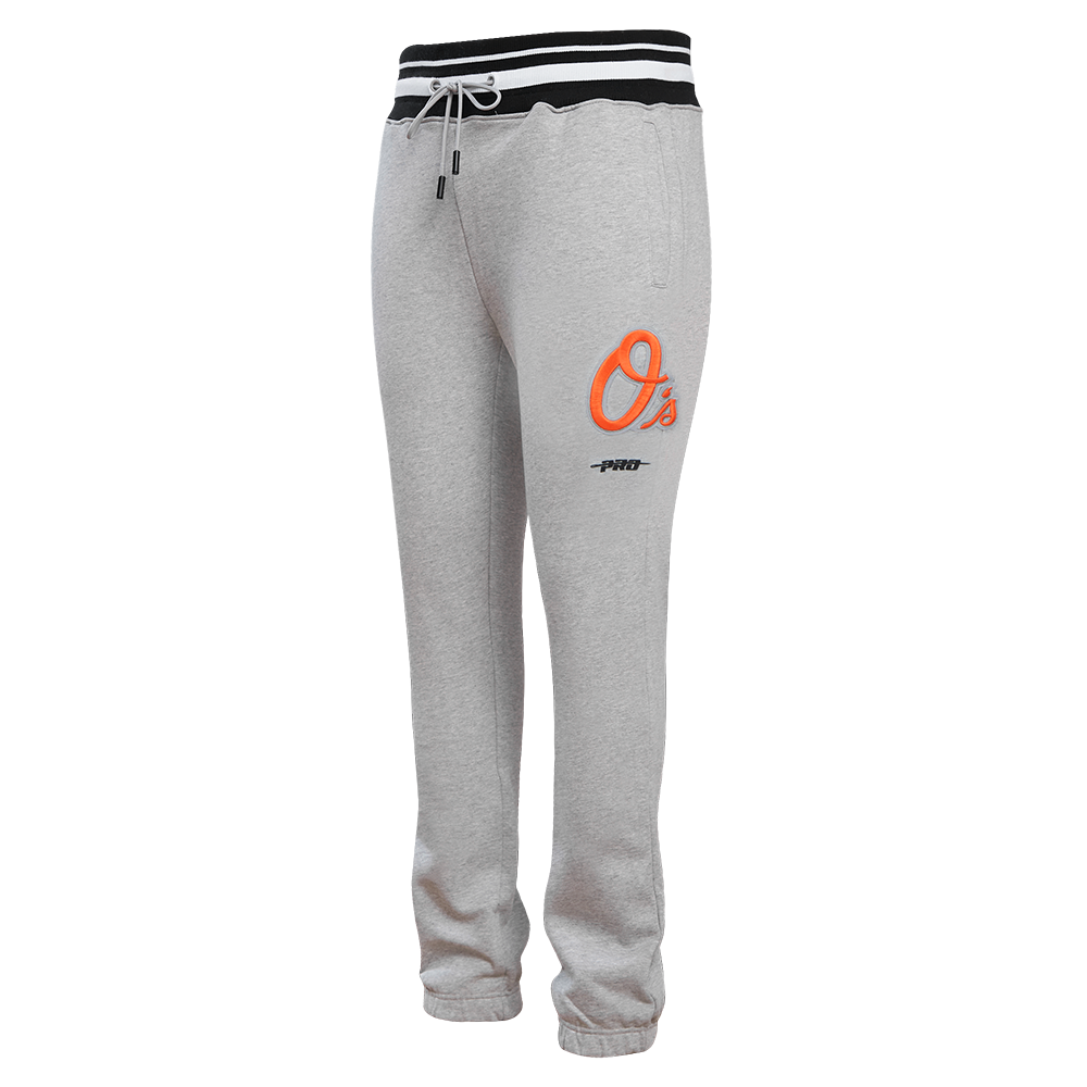 MLB BALTIMORE ORIOLES SCRIPT TAIL MEN'S RIB FLC SWEATPANT (HEATHER GRAY/BLACK)